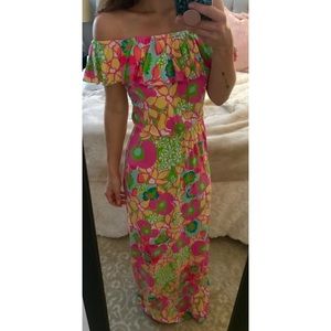 Lilly Pulitzer off the shoulder maxi dress